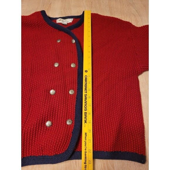 All Week Long Red Sweater Cardigan Sz M Heavyweight Career Wear 100% Wool - Picture 7 of 7